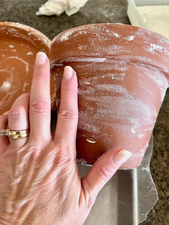 DIY Aged Terracotta Pot with Baking Soda