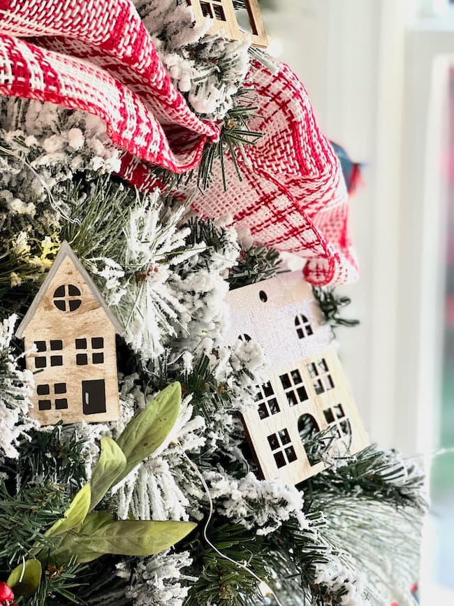 Kitchen Christmas Tree with DIY House Ornaments