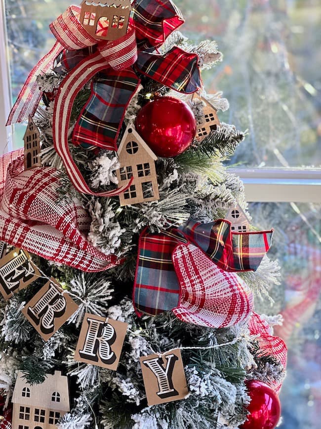 Kitchen Christmas Tree with DIY House Ornaments