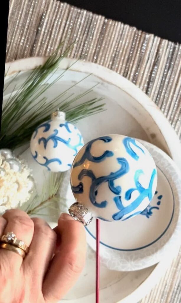 An Easy Blue and White Chinoiserie Christmas Ornament to Make