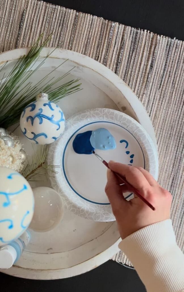 An Easy Blue and White Chinoiserie Christmas Ornament to Make