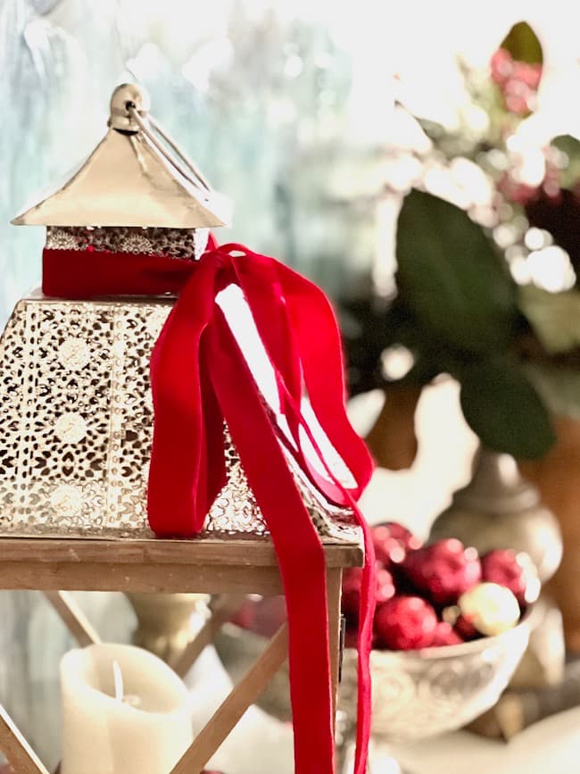 Classic Christmas Decor Christmas Home Tour -- red velvet ribbon