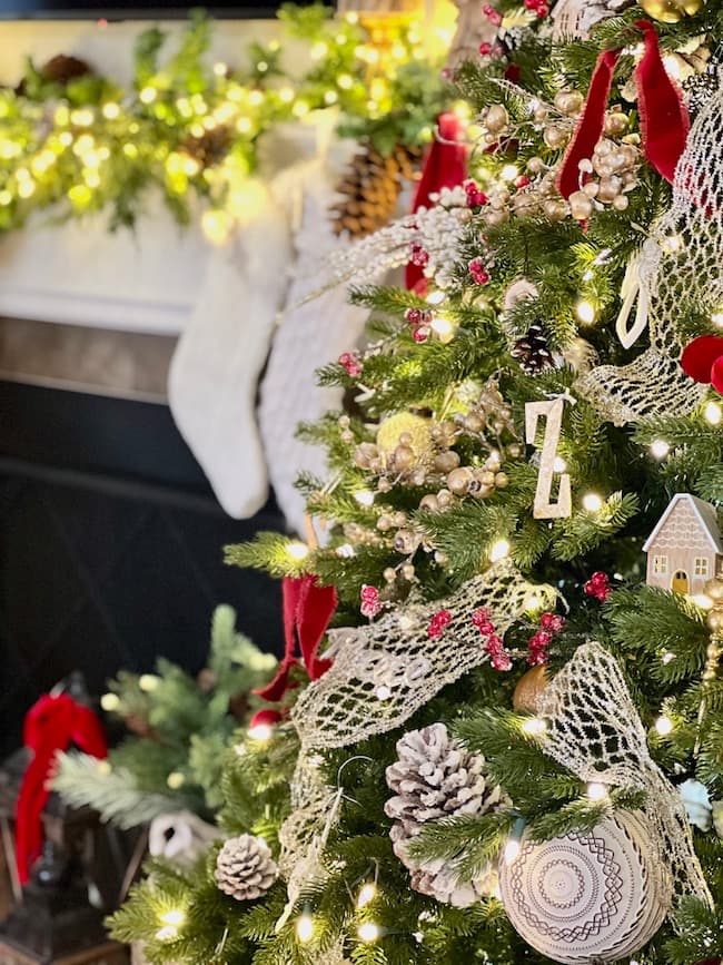 Classic Christmas Decor Christmas Home Tour - Red White and Gold tree