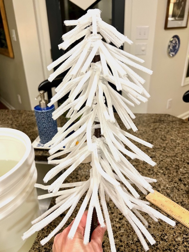 Pipe cleaner Tree ready to be crystalized in Borax solution