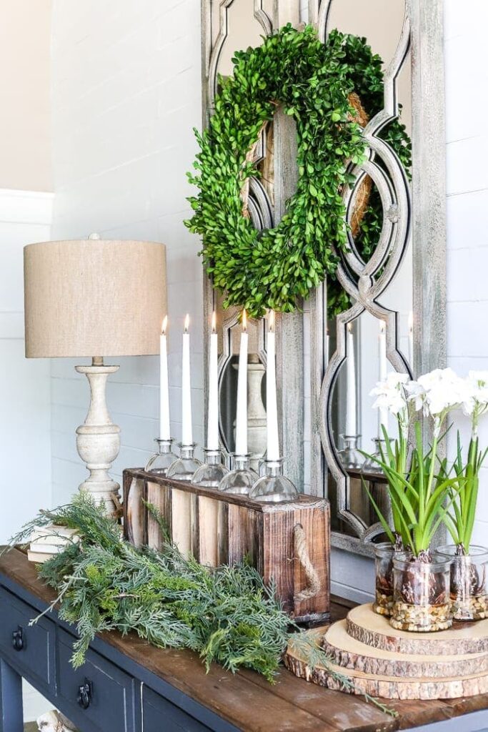 Winter Foyer Decor by Bless'er House