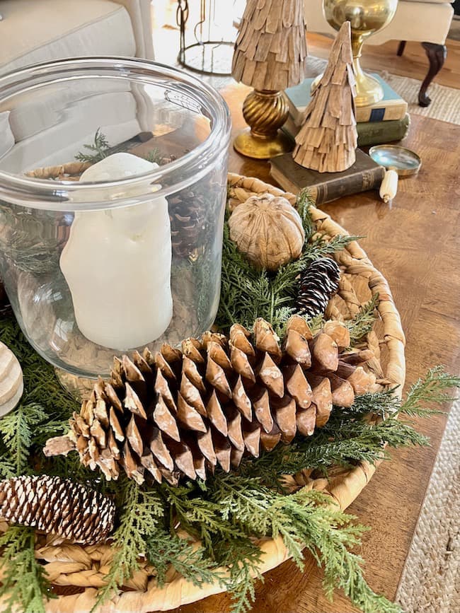 Winter decor on coffee table