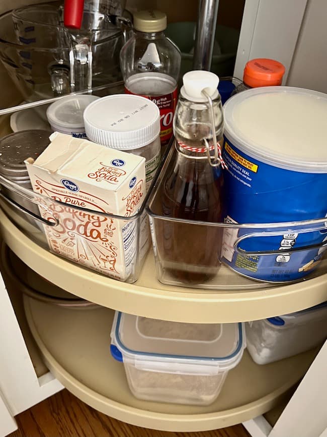 Lazy Susan divider bins to organize your kitchen