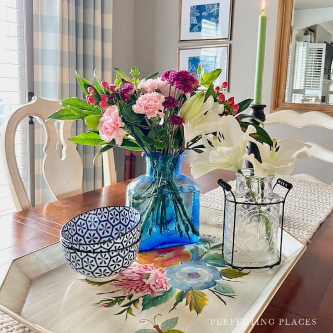 Easy DIY Table Centerpiece with a Thrifted Tole Tray