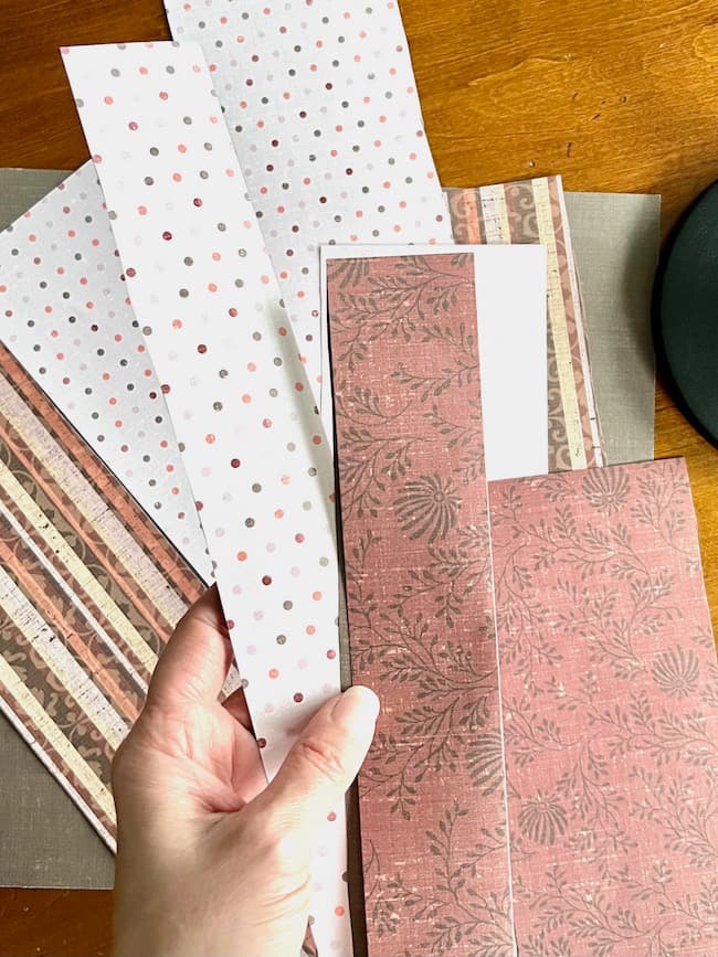 A variety of patterned scrapbook paper to create the heart layers.