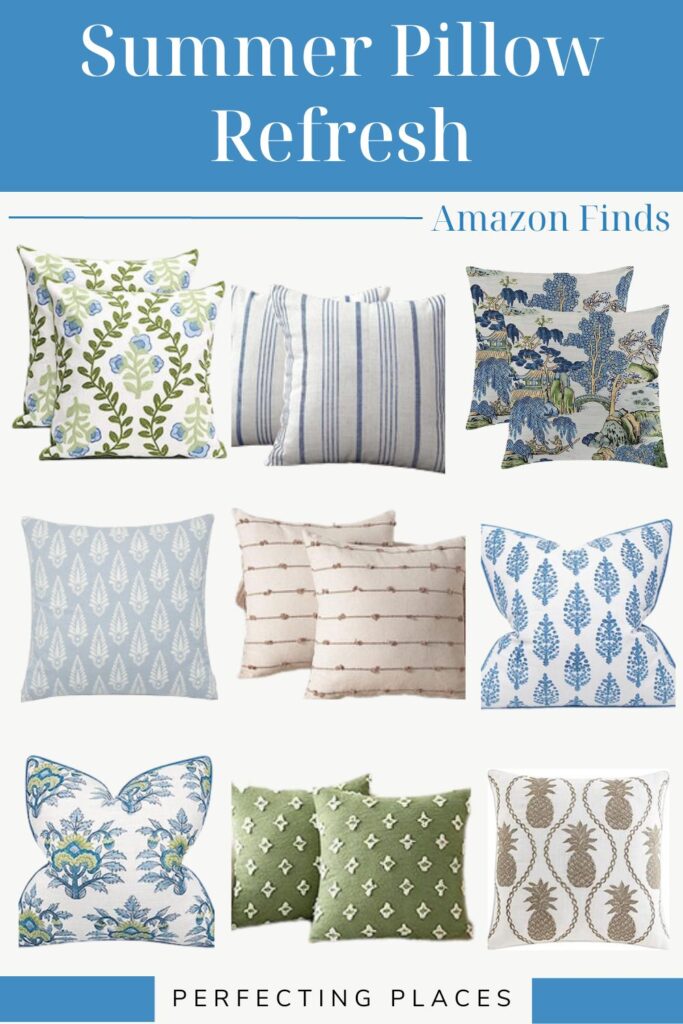 Budget-Friendly Blue and Green Throw Pillows for Summer - Perfecting Places