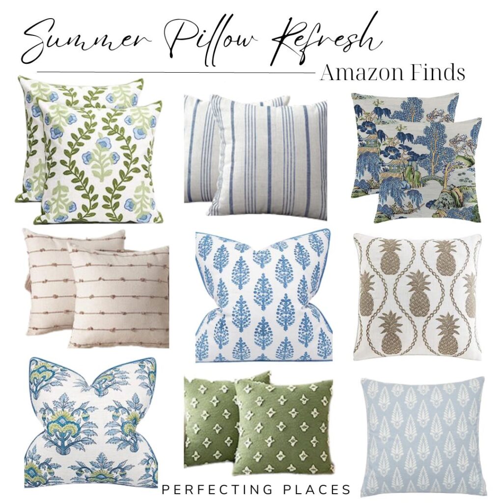 Budget-Friendly Blue and Green Throw Pillows for Summer - Perfecting Places