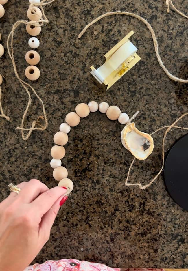 Oyster Shell Wooden Bead Garland with Tassels - Made on Maidstone