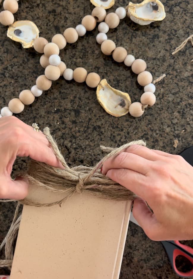 Oyster Shell Wooden Bead Garland with Tassels - Made on Maidstone