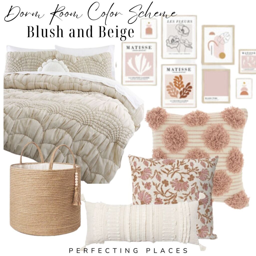 Blush and Beige Dorm Room Ideas