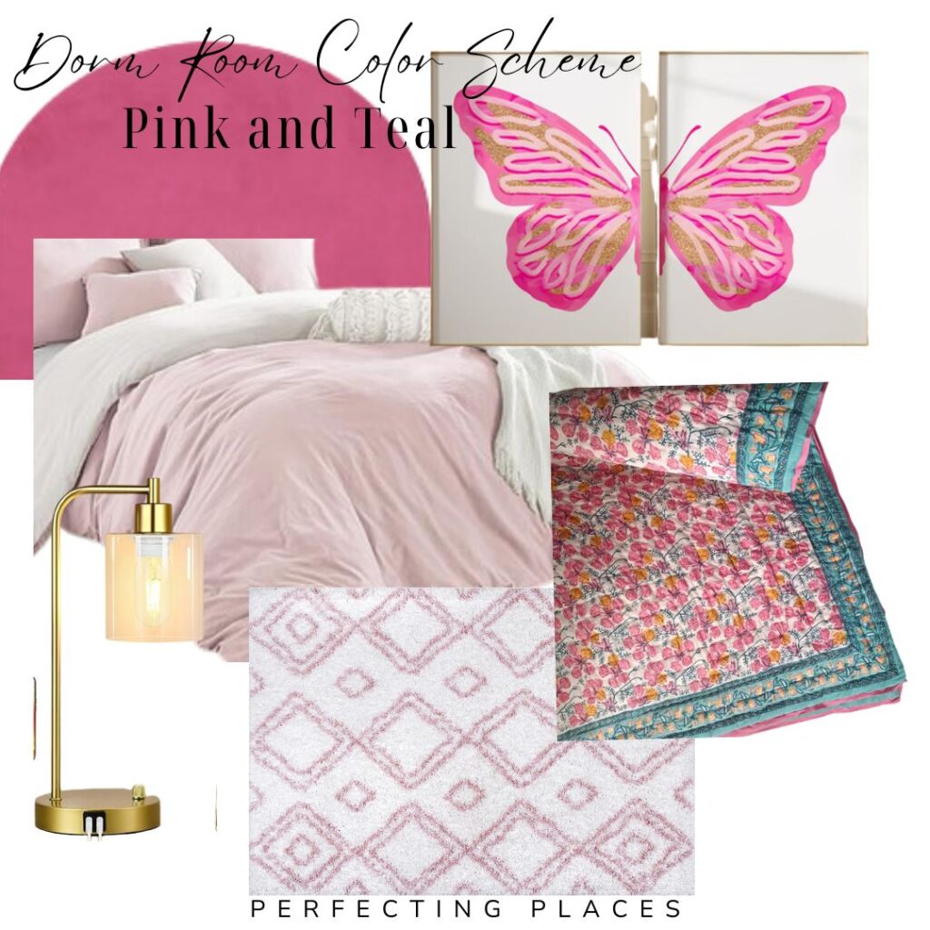 Dorm Room Color Scheme ideas in pink with teal