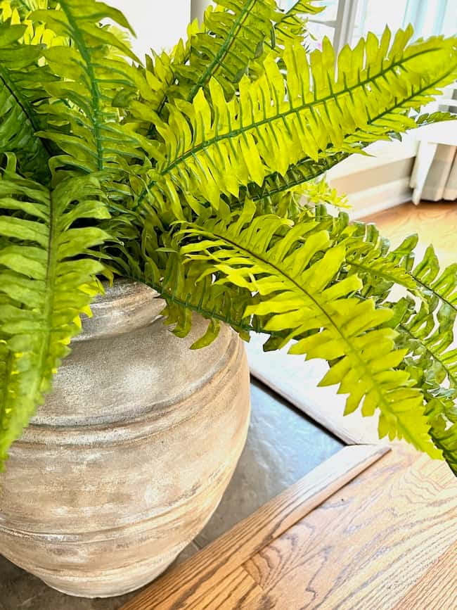 Faux Fern in DIY textured urn