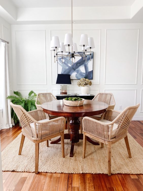 BM Simply White on Dining room walls and trim by Jane at Jane at Home