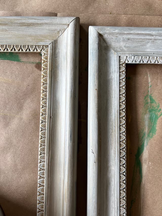 Frame with applied dark wax vs. no wax