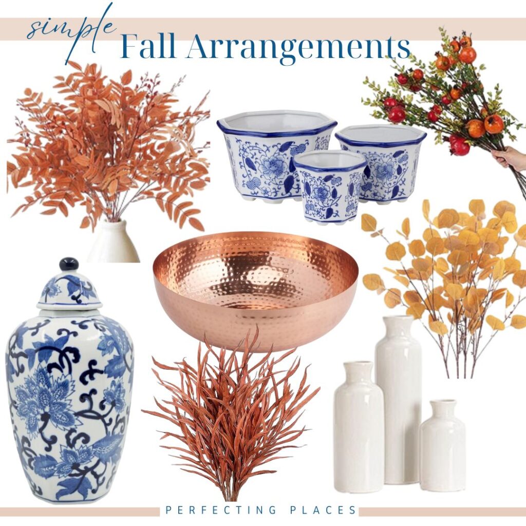 Vases and fall stems for simple fall arrangements