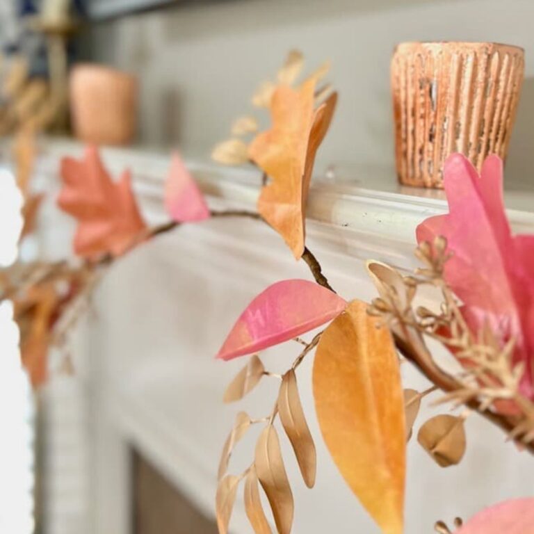 Make this DIY paper leaf garland for fall with metallic paint.