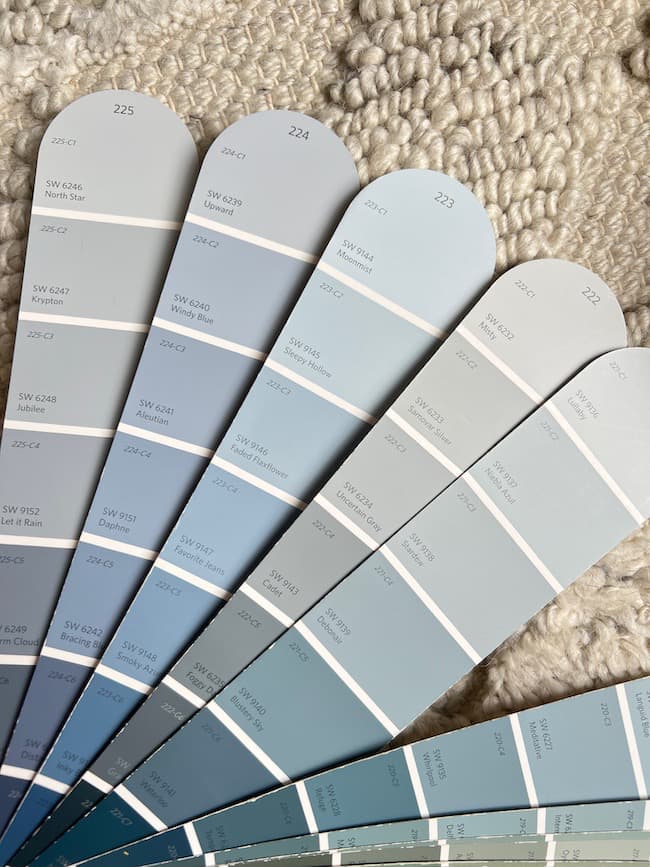 Sherwin Williams Blue Paint colors in the paint deck