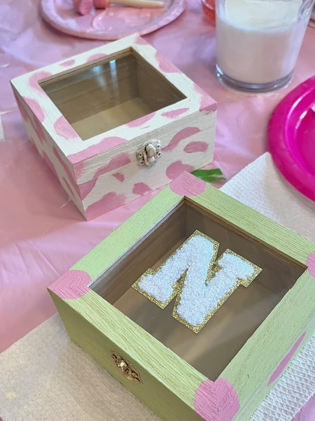 Teen Girl Birthday party craft - decorate a wooden jewelry box with acrylic paint.