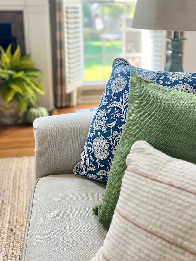 Blue and Green Throw Pillows for Fall