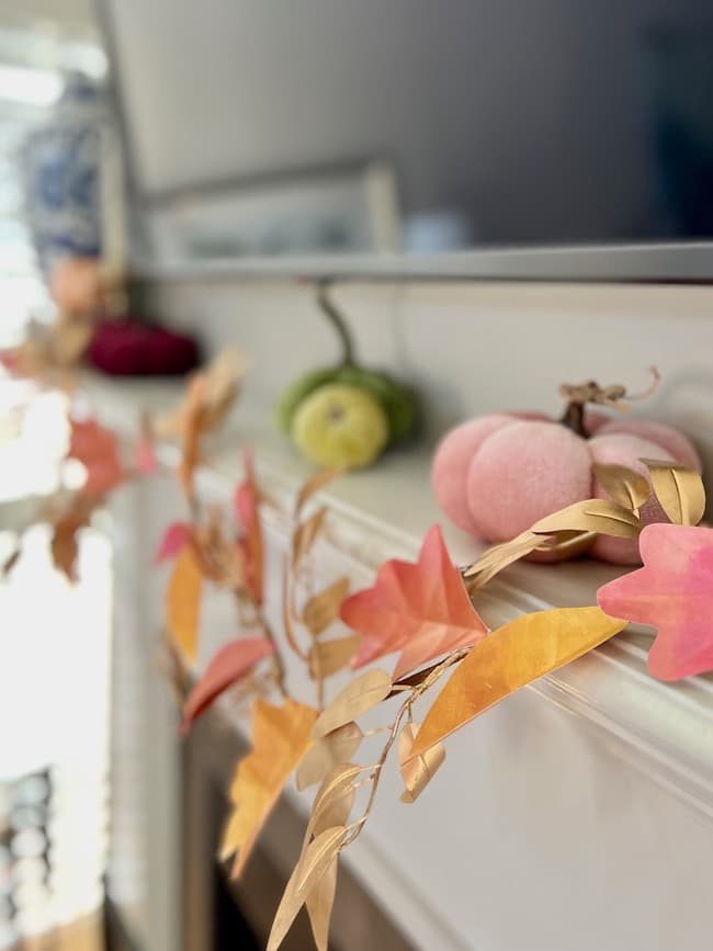 Paper Leaf Garland on Mantel