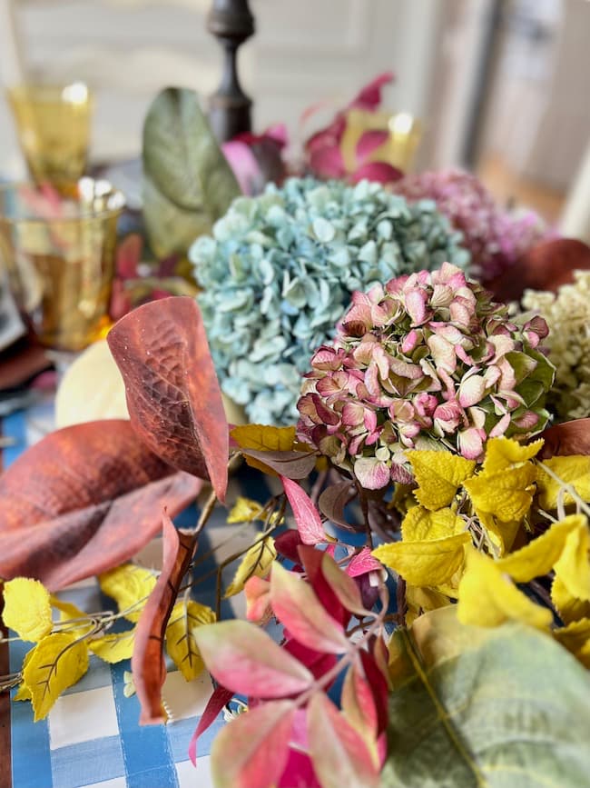 Dried hydrangea centerpiece for fall