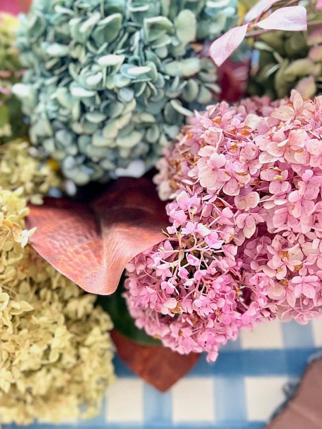 Dried hydrangea centerpiece for fall