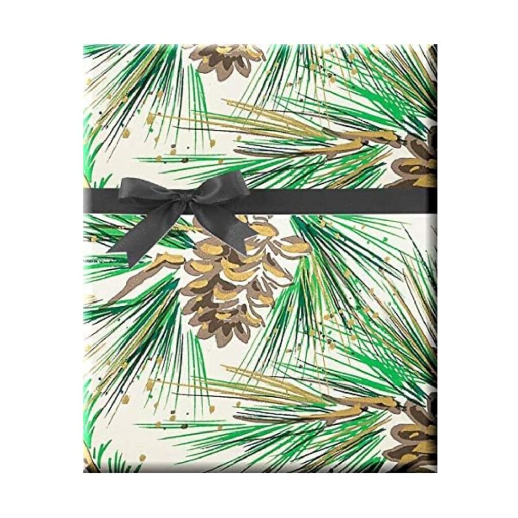 Pine Wrapping Paper in Christmas Ribbons and Wrapping Paper