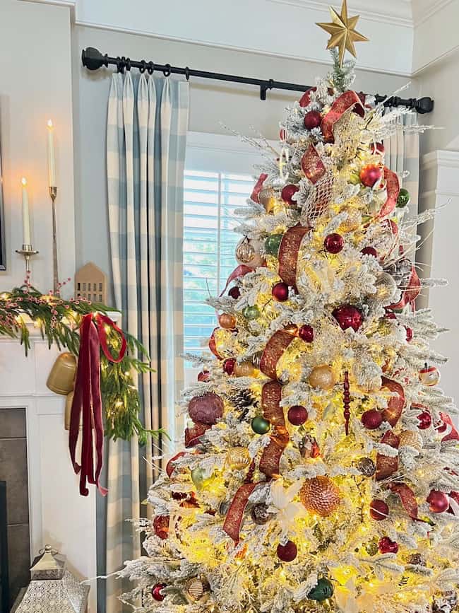 Christmas Tree with Burgundy, Copper and Gold ornaments