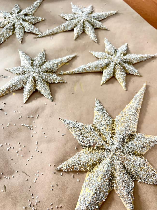 Glittered folded paper Christmas Star Ornaments