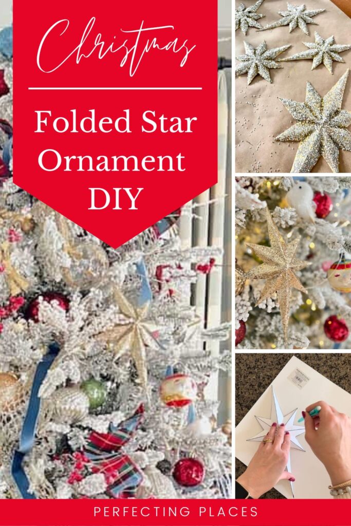 DIY Glittered folded paper Christmas Star Ornaments