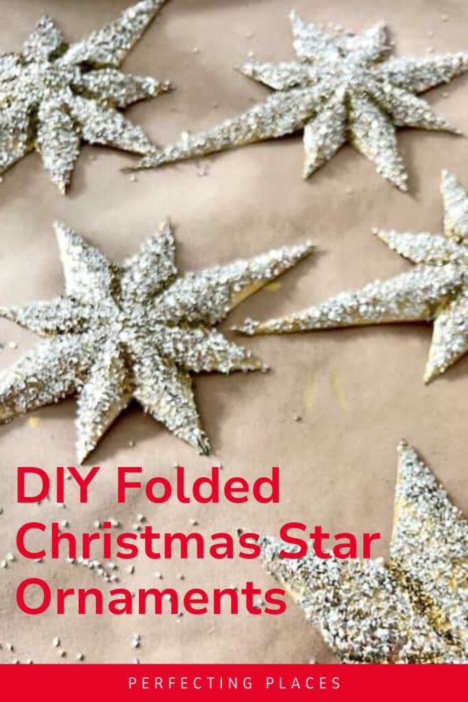 DIY Glittered folded paper Christmas Star Ornaments