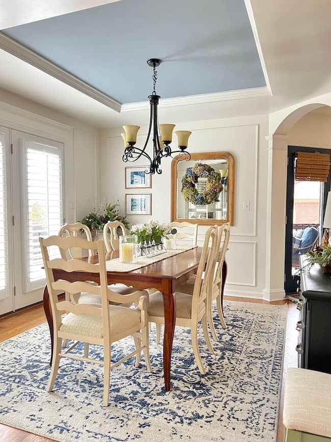 Blue and Green winter color palette in dining room