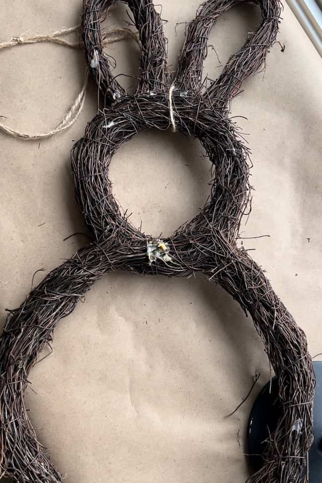 Grapevine bunny wreath form repurposed
