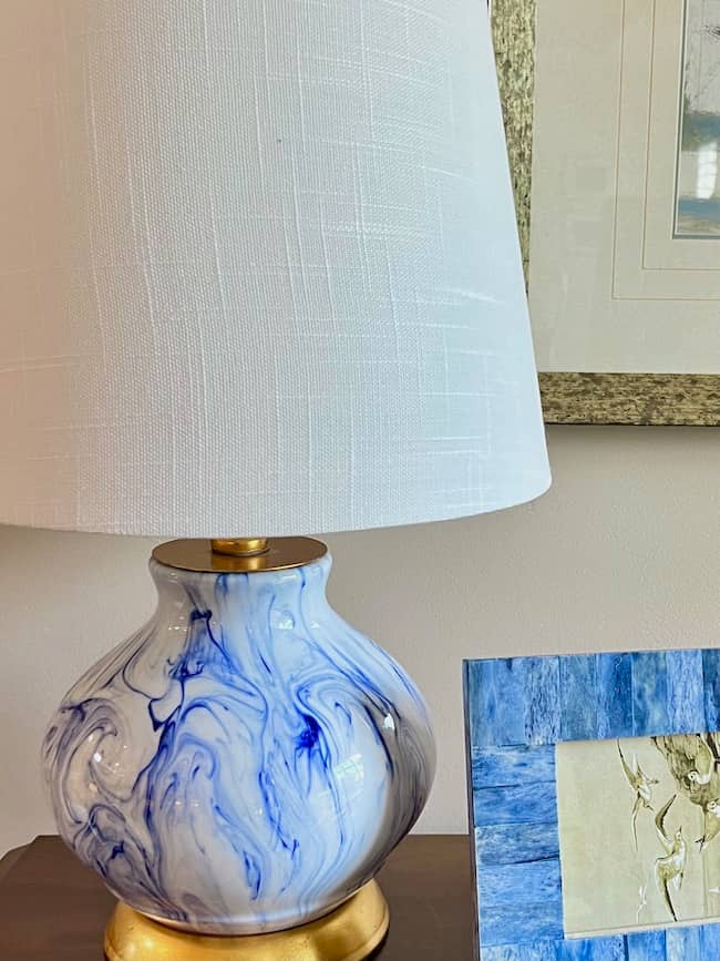 blue and white accent lamp