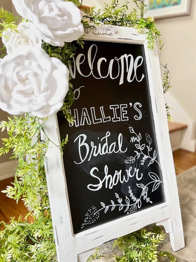 Create a chalkboard welcome sign for your bridal shower brunch.