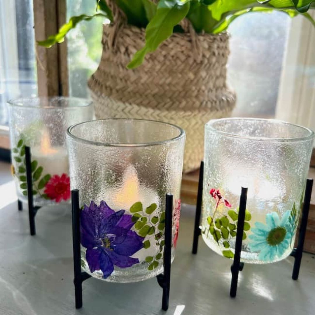 How to Make An Easy Pressed Flower Votive DIY