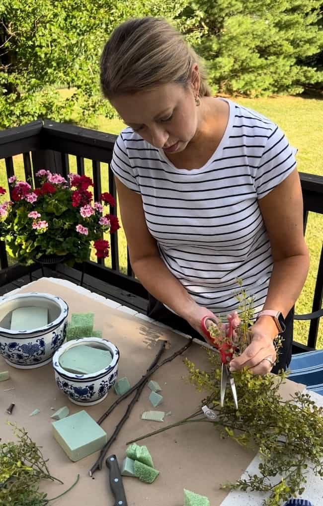 Trim the greenery for the topiary top.