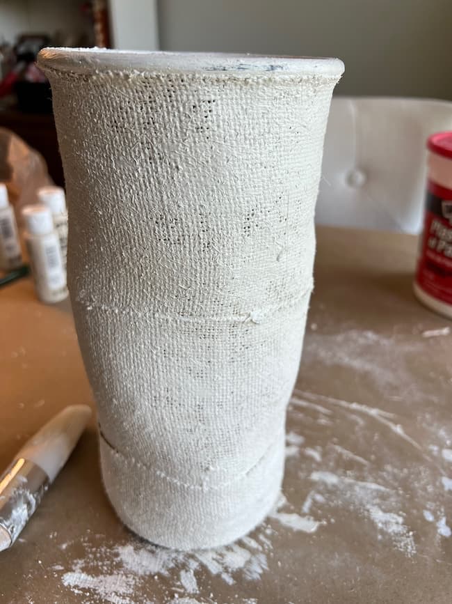 A white bandage on a table.